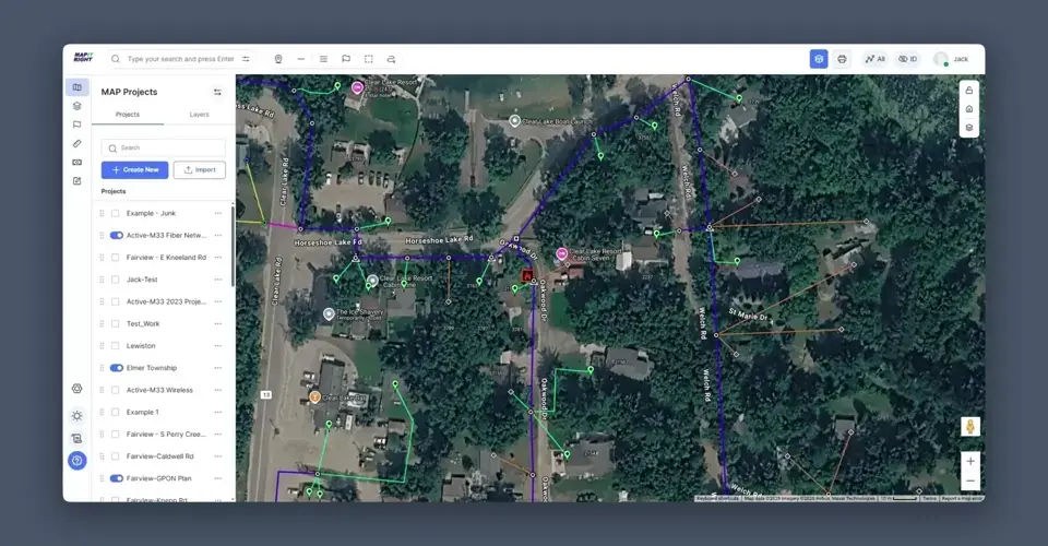 MapItRight network operations demo — first frame showing marker flags and field updates on the map