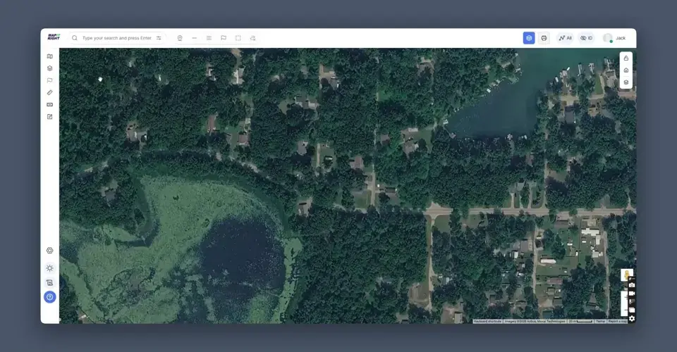 MapItRight network asset management demo — first frame showing strand-level fiber inventory on Google Maps
