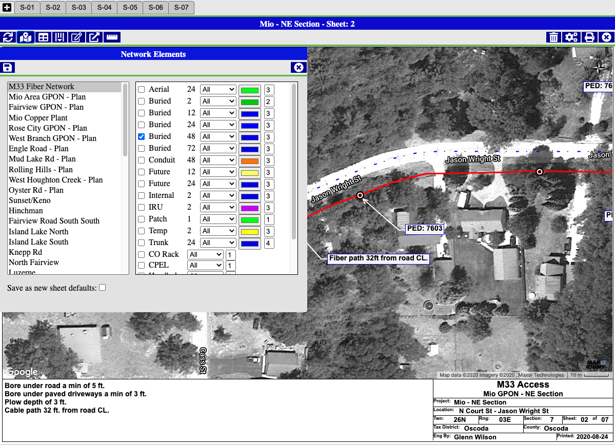 Customized elements for Construction Staking Sheets, showcasing options for scaling and color selection